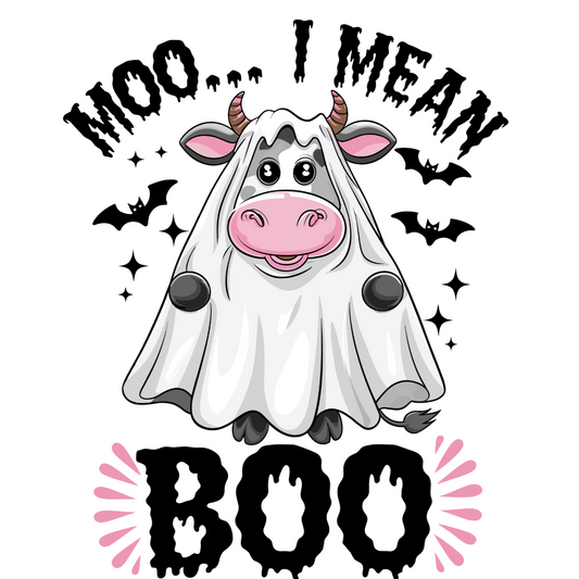 Short sleeved t-shirt Moo, I mean Boo Halloween